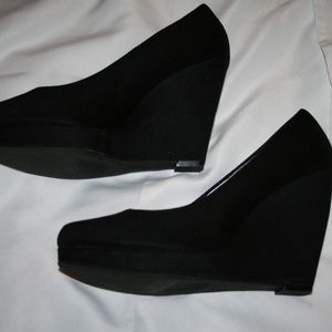 Black Suede Wedge Heels Size 11